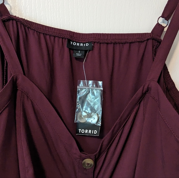 NWT Torrid Fit and Flare Rayon Cami | Size 1 | Wine - Picture 3 of 4